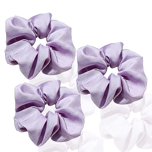 3 Stück haarband mädchen zopfgummis hair bun weiche Schlaf-Haargummis dicke haargummi mädchen haar accessoire starker Halt elastische haargummis-Violett-1 Count (Pack of 3) von CCYXFB