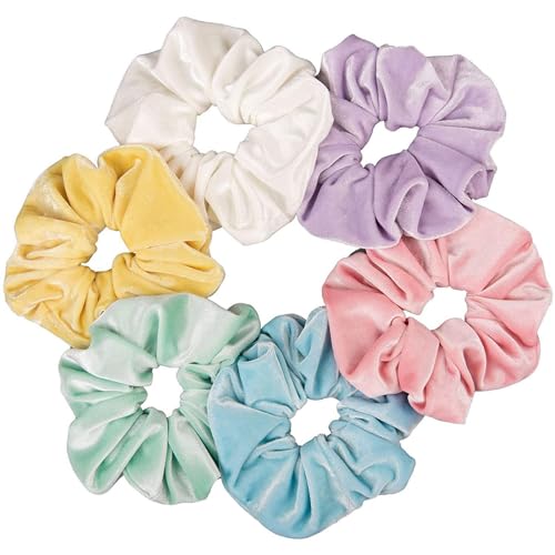 6 Stück Scrunchies Samt Weiche Haargummis Mädchen Elastische Haargummi Scrunchie Pferdeschwanz Haarschmuck Haarbänder Haarschmuck Damen Und Mädchen-Sechs Farben B-1 Count (Pack of 6) von CCYXFB