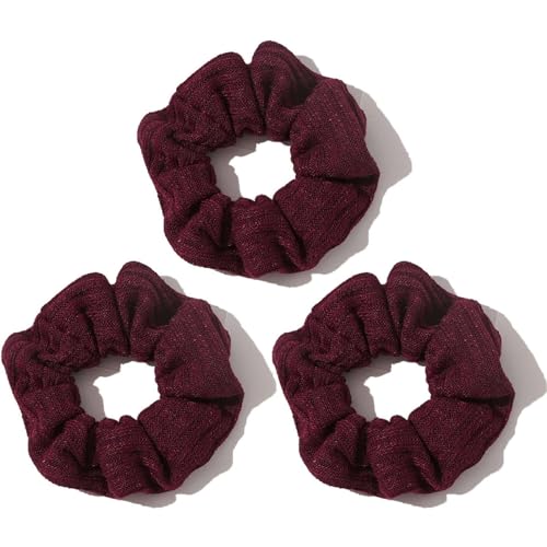 CCYXFB 3 Stück Haargummi Ohne Beschädigung, Dicke Haargummis Mädchen, Weiche Haarband Haarschmuck Damen-Weinrot-D: 11cm(4.3inch) von CCYXFB