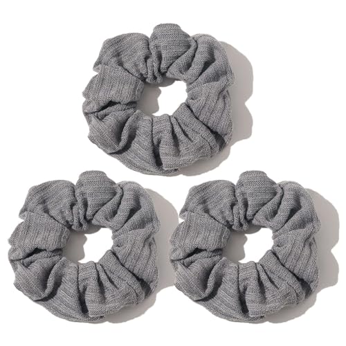 CCYXFB 3 Stück Haargummi Ohne Beschädigung, Dicke Haargummis Mädchen, Weiche Haarband Haarschmuck Damen-rauchgrau-D: 11cm(4.3inch) von CCYXFB