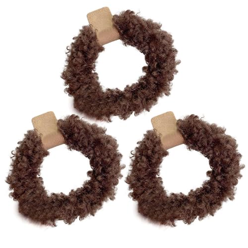 CCYXFB 3 Stück Haargummi Ohne Beschädigung, Plüsch Haargummis Mädchen Für Winter, Weiche Dicke Haarband, Haarschmuck Damen-braun-1 Count(Pack of 3) von CCYXFB