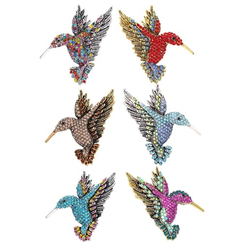 CCYXFB 6 Stücke Von Kolibri Brosche Pin Set Kolibri Strass Pins Tier Vogel Brosche Pin Kragen Modeschmuck-C-5.3x4.9cm von CCYXFB