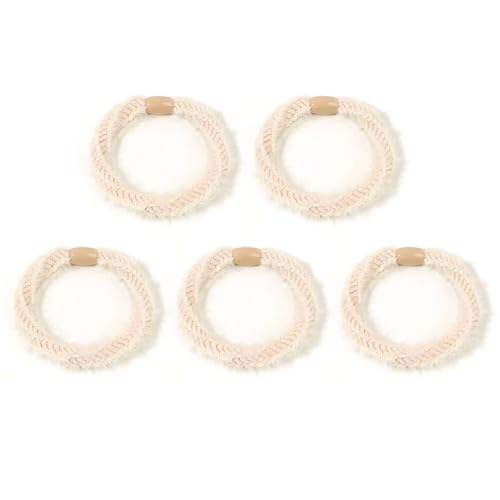 Hohe Elastische Haargummi Ohne Beschädigung, Plüsch Haargummis Mädchen, Weiche Haarband Haarschmuck Damen-Beige Ⅱ-6cm(2.36inch) von CCYXFB