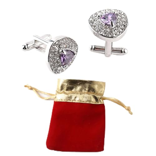 Klassische Manschettenknöpfe Für Männer Frauen, Silberne Manschettenknöpfe Herren, Modische Französische Manchettenknoepfe Für Smokings,Geschäft,Hochzeit,Paar-Lila II-1.8x1.8cm von CCYXFB