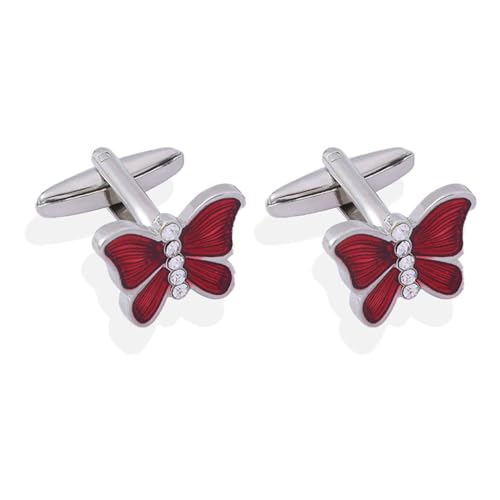 Manschettenknöpfe Herren In Schmetterlingsform Mit Kristallverzierung, Personalisierte Manchettenknoepfe Für Französisches Hemd,Smokings,Hochzeit,Weihnachtsgeschenke-rot-1.8cm(0.71inch) von CCYXFB