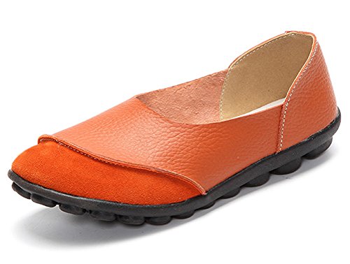 CCZZ Damen Mokassins Bootsschuhe Leder Loafers Freizeit Flache Schuhe rutschfest Fahren Halbschuhe Slippers von CCZZ
