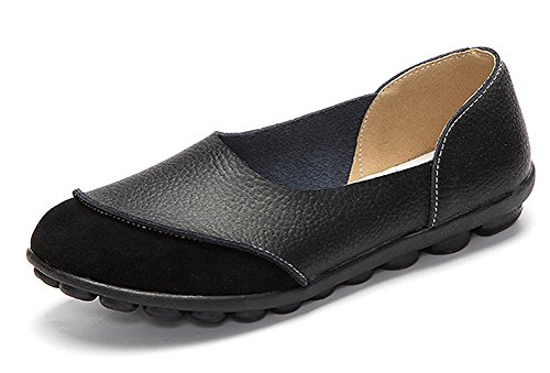 CCZZ Damen Mokassins Bootsschuhe Leder Loafers Freizeit Flache Schuhe rutschfest Fahren Halbschuhe Slippers von CCZZ