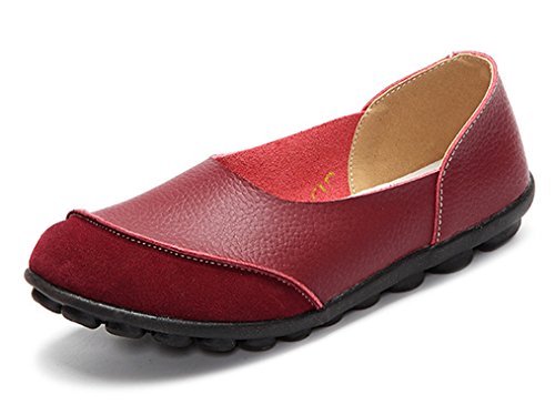 CCZZ Damen Mokassins Bootsschuhe Leder Loafers Freizeit Flache Schuhe rutschfest Fahren Halbschuhe Slippers von CCZZ