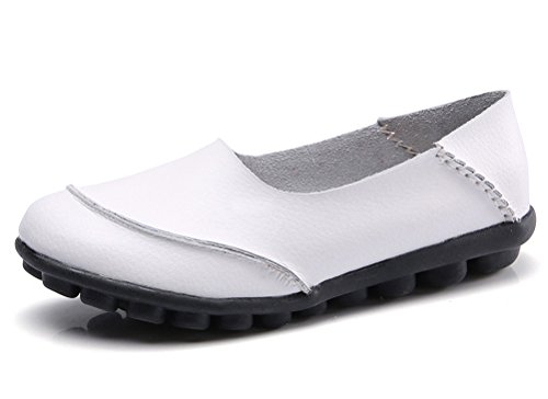 CCZZ Damen Mokassins Bootsschuhe Leder Loafers Freizeit Flache Schuhe rutschfest Fahren Halbschuhe Slippers von CCZZ