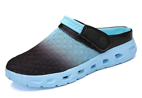 CCZZ Herren Damen Atmungsaktiv Mesh Sandalen Sommer Hausschuhe Rutschfest Outdoor Sport Pantoletten Sandalen Slip-On Garden Clogs (EU 46, Hellblau) von CELANDA