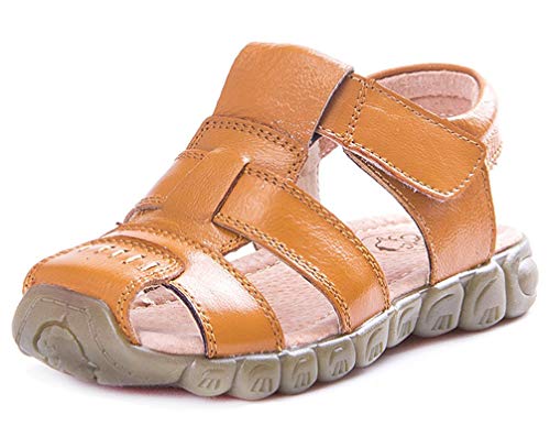 CELANDA Sandalen Jungen Mädchen Geschlossene Sandalen Sommer Kinder Trekkingsandalen Wanderschuhe Rutschfeste Lauflernschuhe Beach Sandalen Gelb Gr.25 von CELANDA