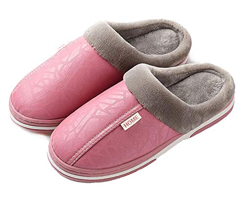 CELANDA Hausschuhe Damen Herren Plüsch Winter Pantoffeln Frauen Memory Foam Haus Mule Hausschuhe Rutschfeste Sohle Slipper (A Rosa 38/39 EU=Sohlengröße:40/41) von CELANDA