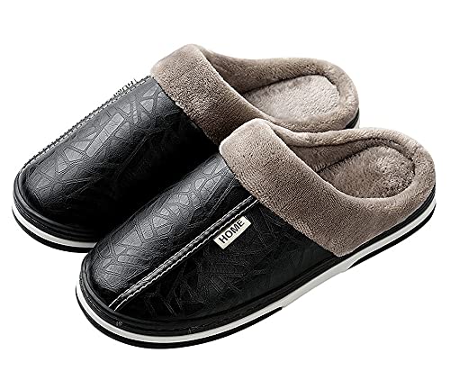 CELANDA Hausschuhe Damen Herren Plüsch Winter Pantoffeln Frauen Memory Foam Haus Mule Hausschuhe Rutschfeste Sohle Slipper (A Schwarz 38/39 EU=Sohlengröße:40/41) von CELANDA