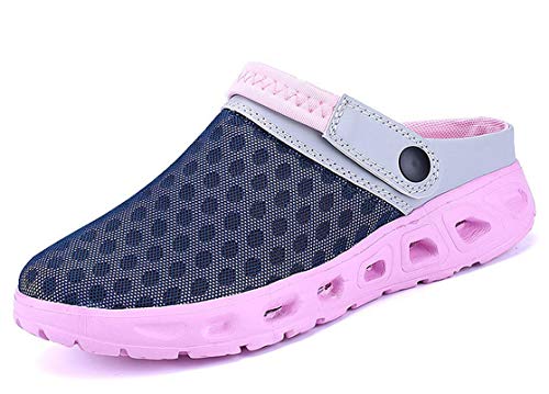 CELANDA Pantoffeln Unisex Clogs Atmungsaktiv Mesh Hausschuhe Sommer Strand Sandalen rutschfest Badeschuhe Gartenschuhe Slip-On Aqua Schuhe für Herren Damen Pink Größe: 36 EU von CELANDA