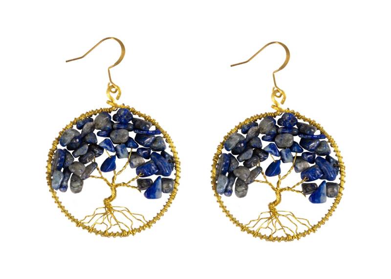 Handgefertigter Ohrring Baum Des Lebens Messing Kreis Form Mit Stein von CCartisanCollections