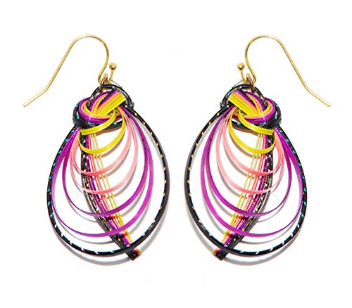 CCcollections Handgemachte Bambus Ohrringe Messing Mode 10 Design bunt jedes Design in 3 Farben (Multicolor Schwarz, Stil C) von CCcollections
