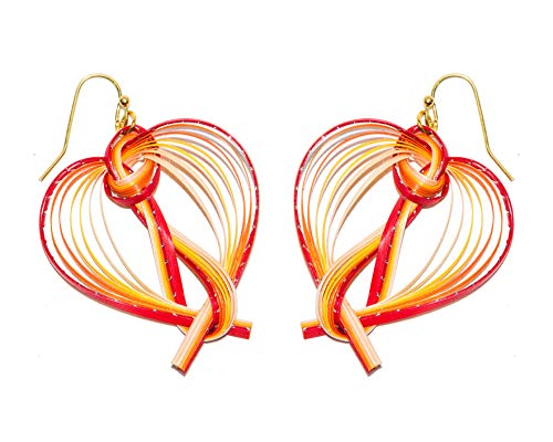 CCcollections Handgemachte Bambus Ohrringe Messing Mode 10 Design bunt jedes Design in 3 Farben (Sonnenuntergang, Herzform) von CCcollections