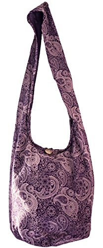 CCcollections Umhängetasche aus Baumwolle, große Boho-Hippie-Hobo-Handtasche mit 40 Drucken – Unisex-Umhängetasche ((Paisley-Purple)) von CCcollections