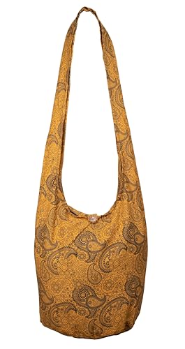CCcollections Damen Schultertasche für tägliche Essentials – Pure Baumwolltasche zum Einkaufen, leicht & langlebig – Recycelbare stylische Stofftasche mit lebendigen Prints (Paisley-Turmeric Yellow) von CCcollections