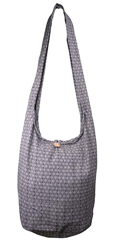 CCcollections Umhängetasche aus Baumwolle, große Boho-Hippie-Hobo-Handtasche mit 40 Drucken – Unisex-Umhängetasche (Small Star Black) von CCcollections