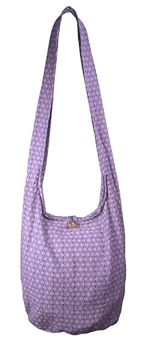 CCcollections Umhängetasche aus Baumwolle, große Boho-Hippie-Hobo-Handtasche mit 40 Drucken – Unisex-Umhängetasche (Small Star Purple) von CCcollections