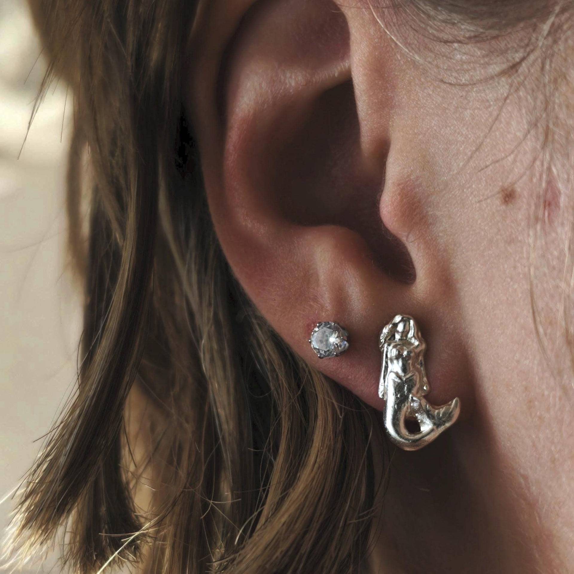 Meerjungfrauen Ohrringe, Silber Schmuck, Kleine Ohrstecker von CCharmedCCreations