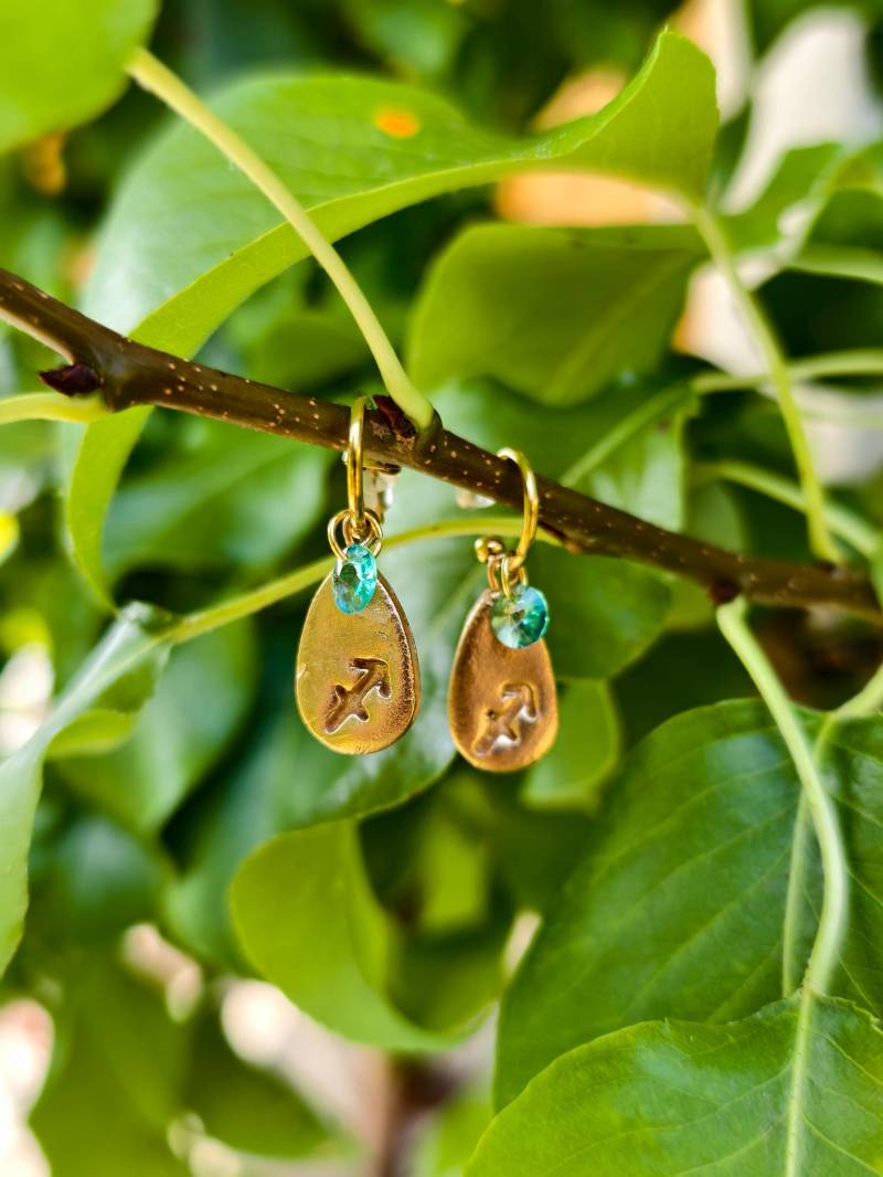 Schütze Sternzeichen Ohrringe in Gold Mit Geburtsstein von CCharmedCCreations