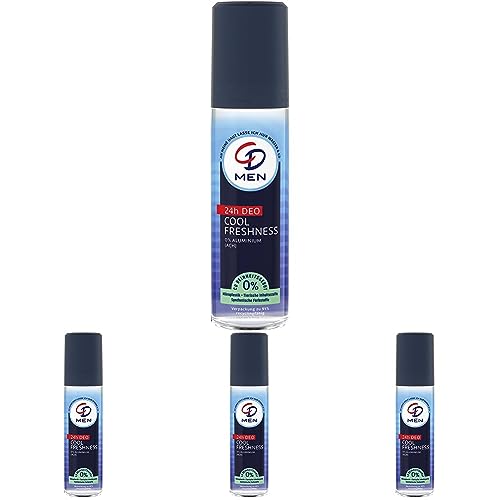 CD MEN Deo Zerstäuber 'Cool Freshness', 75 ml, Deodorant ohne Aluminiumsalze, frischer Duft, 24 h langanhaltender Schutz, für empfindliche Haut geeignet, vegane Körperpflege (Packung mit 4) von CD