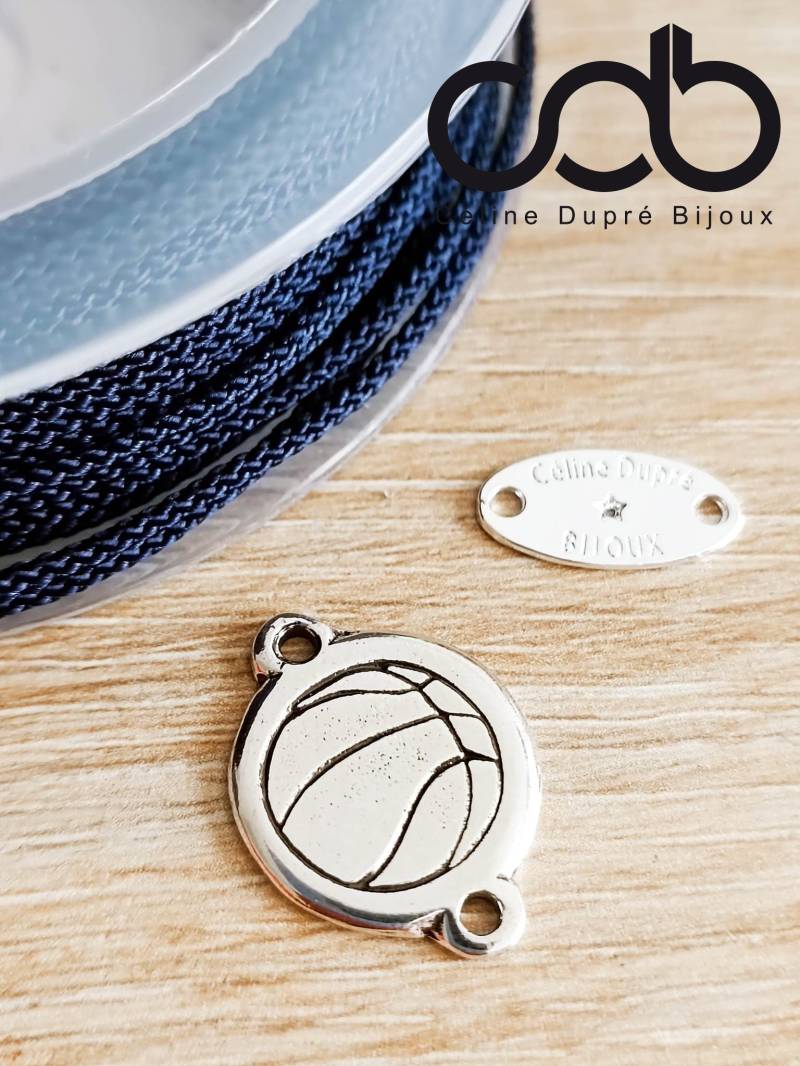 „Basketball"-Armband Aus Zinn Mit 925Er-Silber-Finish - Ø16 Mm Verstellbare Kordel Ihrer Wahl von CDBFRANCE