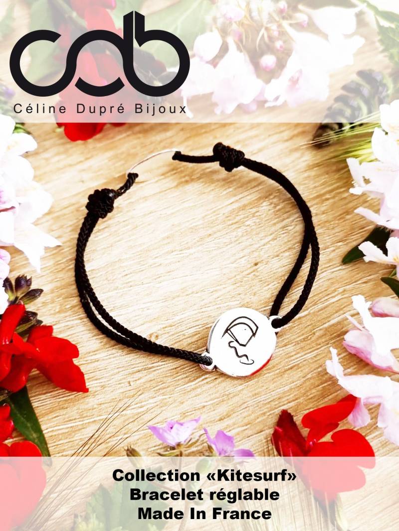 Kitesurf-Armband - 925Er Silber-Finish Ø16mm Verstellbare Geflochtene Kordel Ihrer Wahl von CDBFRANCE