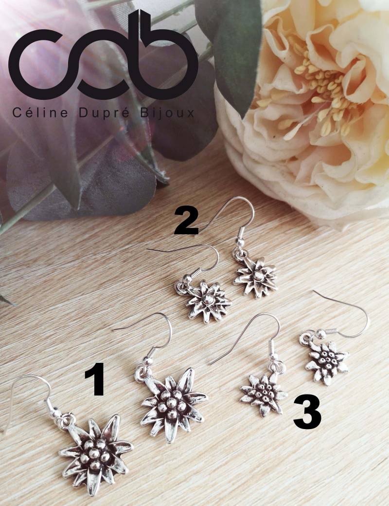 Ohrringe „Edelweiß" Aus Zinn/Messing Mit 925Er Silberveredelung - Mit Haken Veredelung Und Modelle Nach Wahl von CDBFRANCE