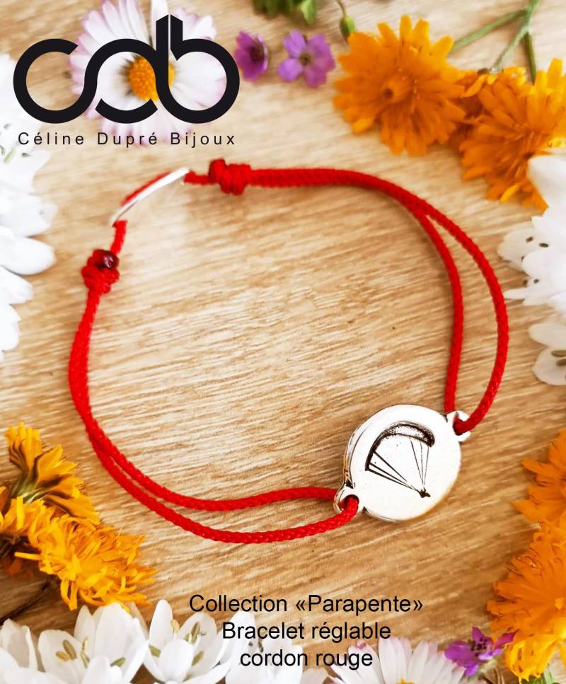 Paragliding-Armband - Aus Zinn Mit 925Er Silberoberfläche Ø16mm Kordel Ihrer Wahl von CDBFRANCE