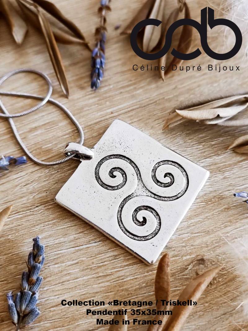 Triskell-Anhänger - Quadratisch 35 X Mm 925Er-Silber-Zinn Mit Oder Ohne Kette von CDBFRANCE