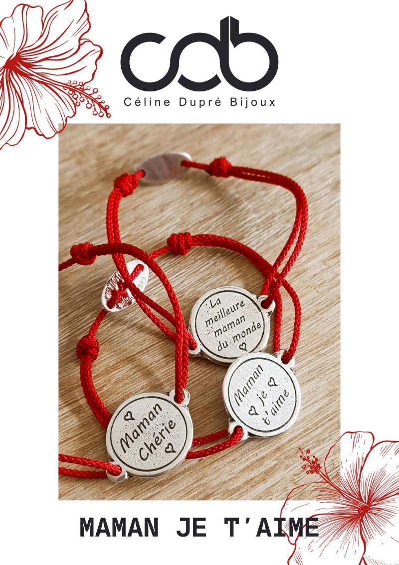 Verstellbares Armband "Die Beste Mama Der Welt" - Ø18mm Geflochtene Kordel Nach Wahl von CDBFRANCE