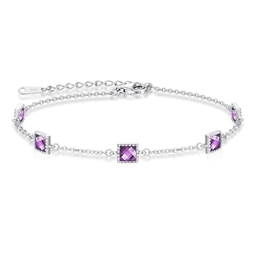 CDE Armband Damen Silber 925 Sterling Geburtsstein Armbänder mit Zirkonia Verstellbares Armkette Damen Schmuck Muttertag Valentinstag Geburtstag Weihnachten Geschenke für Frauen Freundin Mama von CDE