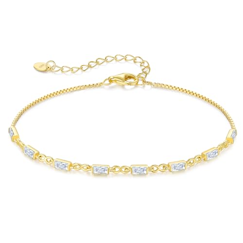 CDE Gold Armband Damen 925 Sterling Silber 14k Vergoldet Zirkonia Infinity Armbänder Damen Verstellbar Armkette Schmuck Muttertag Valentinstag Geburtstag Weihnachten Geschenke für Sie Frauen Mama von CDE