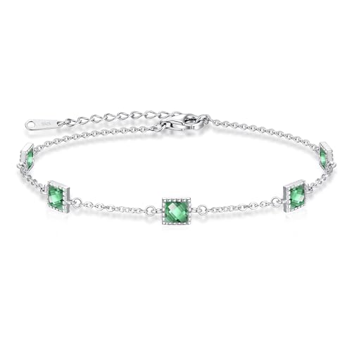 CDE Armband Damen Silber 925 Sterling Geburtsstein Armbänder mit Zirkonia Verstellbares Armkette Damen Schmuck Muttertag Valentinstag Geburtstag Weihnachten Geschenke (Sliber Mai) von CDE