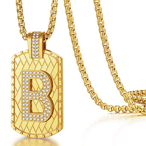 CDE Geschenke für Männer Herren Halskette 18K Vergoldet Anfangsbuchstabe Anhänger A-Z Personalisiert Hip-Hop Kette Schmuck Valentinstag Weihnachten Paare Ehemann Freund von CDE