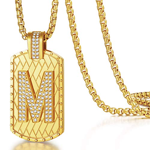 CDE Geschenke für Männer Herren Halskette 18K Vergoldet Anfangsbuchstabe Anhänger A-Z Personalisiert Hip-Hop Kette Schmuck Valentinstag Weihnachten Paare Ehemann Freund von CDE