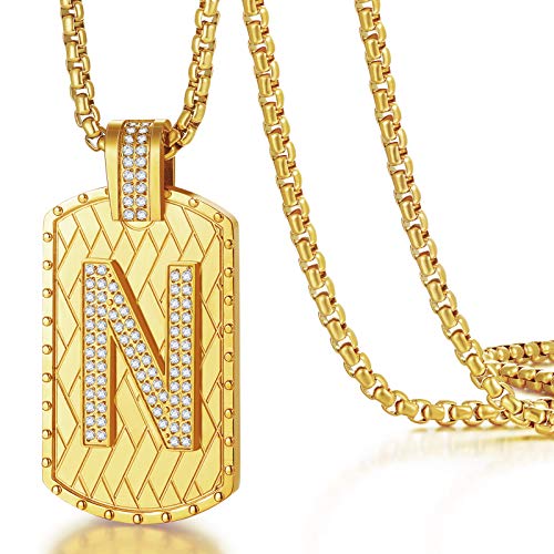 CDE Geschenke für Männer Herren Halskette 18K Vergoldet Anfangsbuchstabe Anhänger A-Z Personalisiert Hip-Hop Kette Schmuck Valentinstag Weihnachten Paare Ehemann Freund von CDE