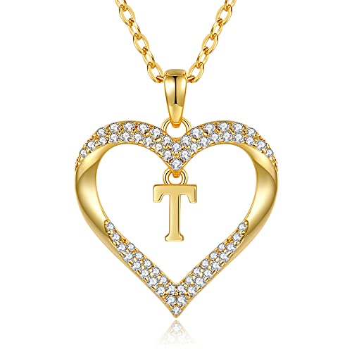 CDE Kette Damen 18K 925 Sterling Silber Halskette Geschenk für Sie Initiale Herz Anhänger Buchstabenkette für Damen A-Z Kette Valentinstag Weihnachten Schmuck Frauen Freundin Teenager von CDE