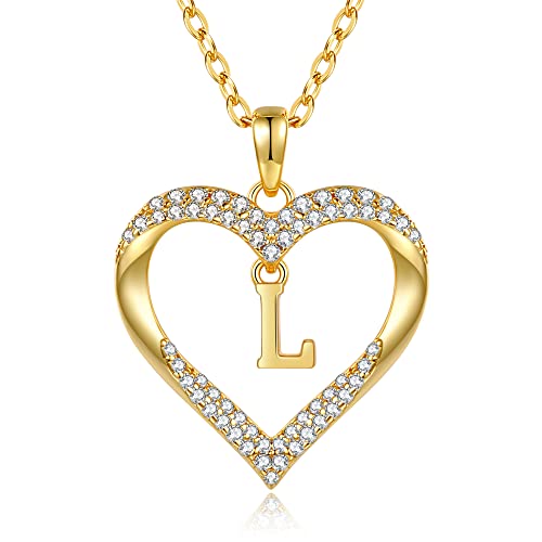 CDE Kette Damen 18K 925 Sterling Silber Halskette Geschenk für Sie Initiale Herz Anhänger Buchstabenkette für Damen A-Z Kette Valentinstag Weihnachten Schmuck Frauen Freundin Teenager von CDE