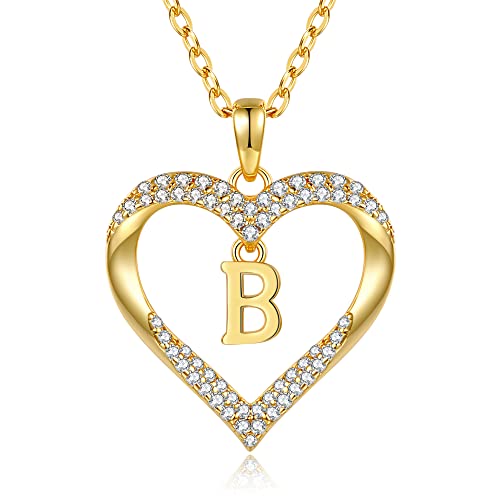 CDE Kette Damen 18K 925 Sterling Silber Halskette Geschenk für Sie Initiale Herz Anhänger Buchstabenkette für Damen A-Z Kette Valentinstag Weihnachten Schmuck Frauen Freundin Teenager von CDE