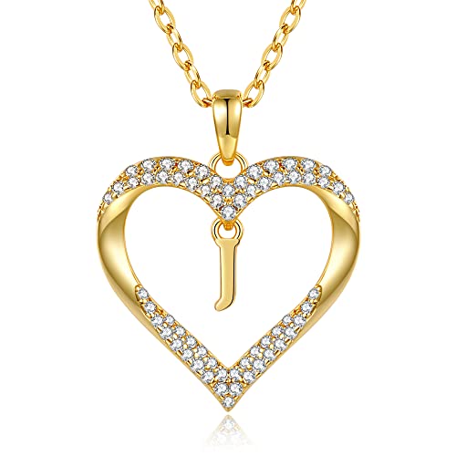 CDE Kette Damen 18K 925 Sterling Silber Halskette Geschenk für Sie Initiale Herz Anhänger Buchstabenkette für Damen A-Z Kette Valentinstag Weihnachten Schmuck Frauen Freundin Teenager von CDE