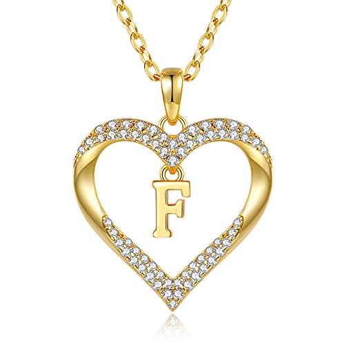 CDE Kette Damen 18K 925 Sterling Silber Halskette Geschenk für Sie Initiale Herz Anhänger Buchstabenkette für Damen A-Z Kette Valentinstag Weihnachten Schmuck Frauen Freundin Teenager von CDE