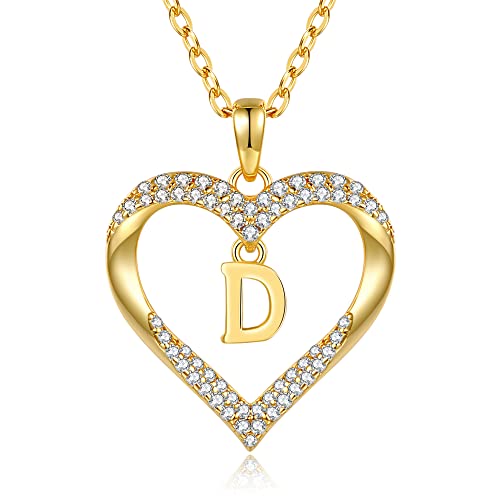 CDE Kette Damen 18K 925 Sterling Silber Halskette Geschenk für Sie Initiale Herz Anhänger Buchstabenkette für Damen A-Z Kette Valentinstag Weihnachten Schmuck Frauen Freundin Teenager von CDE