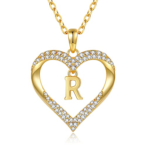 CDE Kette Damen 18K 925 Sterling Silber Halskette Geschenk für Sie Initiale Herz Anhänger Buchstabenkette für Damen A-Z Kette Valentinstag Weihnachten Schmuck Frauen Freundin Teenager von CDE