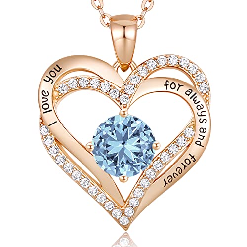 CDE Kette Damen 925 Sterling Silber Rosegold Geschenk für Sie Valentinstag Forever Love Herz Geburtsstein Anhänger Halskette für Frauen Schmuck Geburtstags Freundin Weihnachten Muttertags CDE Kette Damen 925 Sterling Silber Rosegold Geschenk für Sie Valentinstag Forever Love Herz Geburtsstein Anhänger Halskette für Frauen Schmuck Geburtstags Freundin Weihnachten Muttertags von CDE