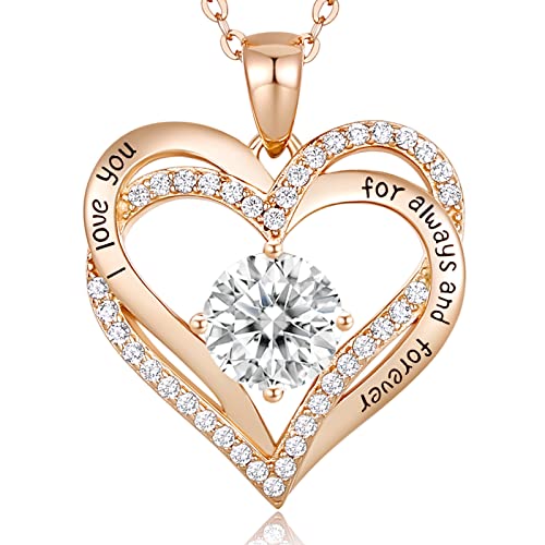 CDE Kette Damen 925 Sterling Silber Rosegold Geschenk für Sie Valentinstag Forever Love Herz Geburtsstein Anhänger Halskette für Frauen Schmuck Geburtstags Freundin Weihnachten Muttertags CDE Kette Damen 925 Sterling Silber Rosegold Geschenk für Sie Valentinstag Forever Love Herz Geburtsstein Anhänger Halskette für Frauen Schmuck Geburtstags Freundin Weihnachten Muttertags von CDE