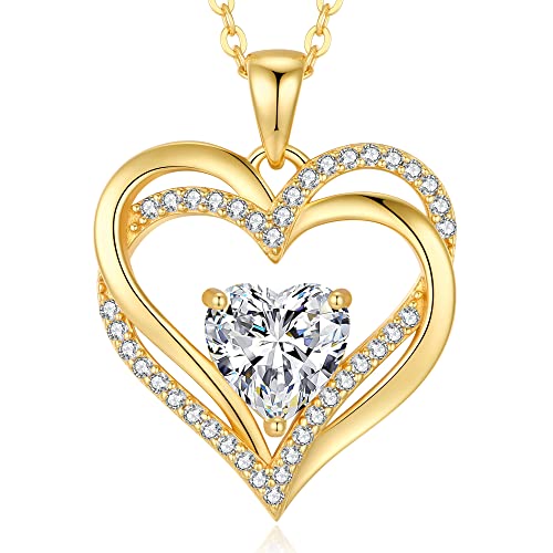 CDE Kette Damen Herzkette 925 Sterling Silber Geburtsstein Halsketten Schmuck Herz Anhänger Weihnachten Valentinstag Muttertags Geschenk Hochzeit Jubiläum Geburtstag Frau Freundin Mama von CDE